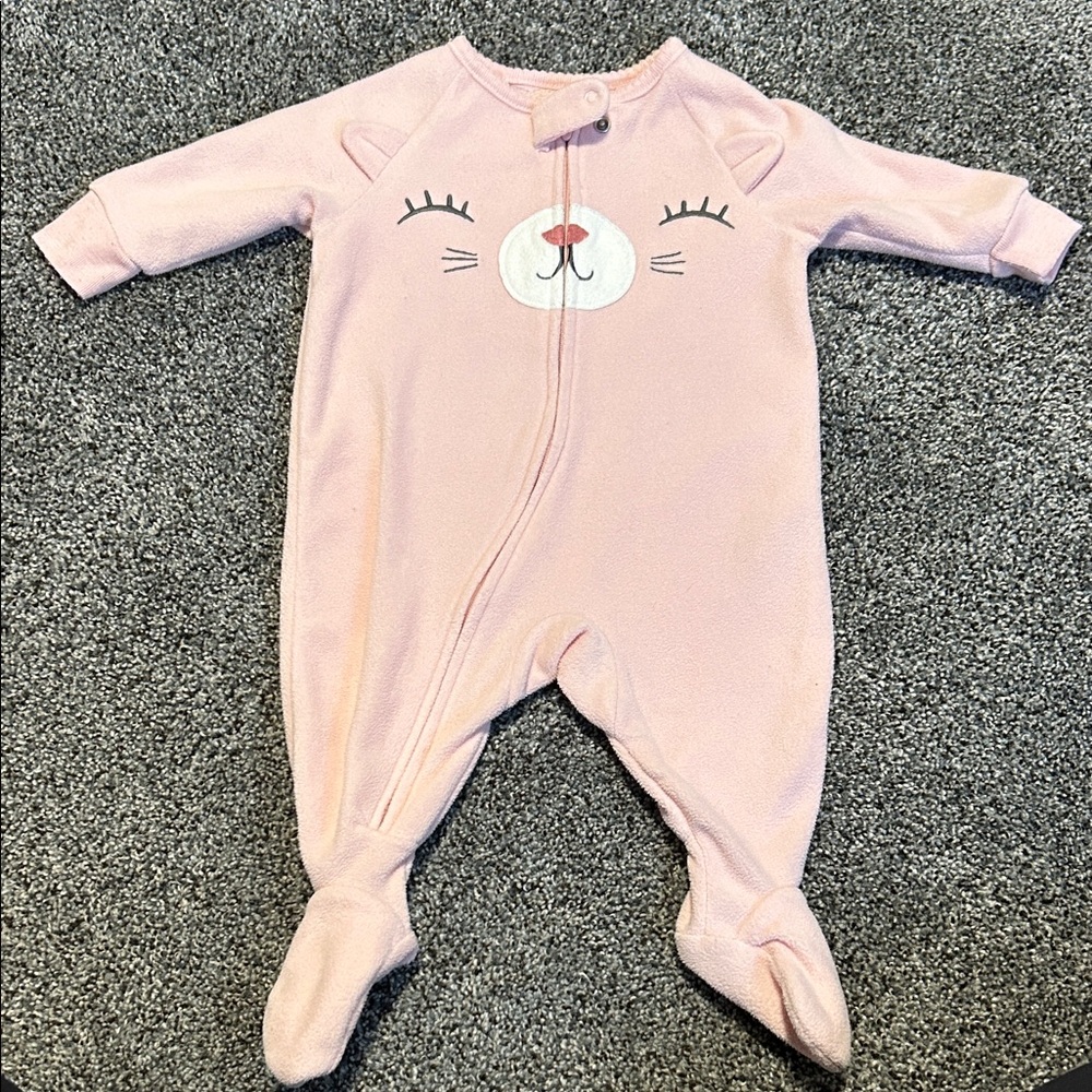 Pink Bunny baby fleece One Piece